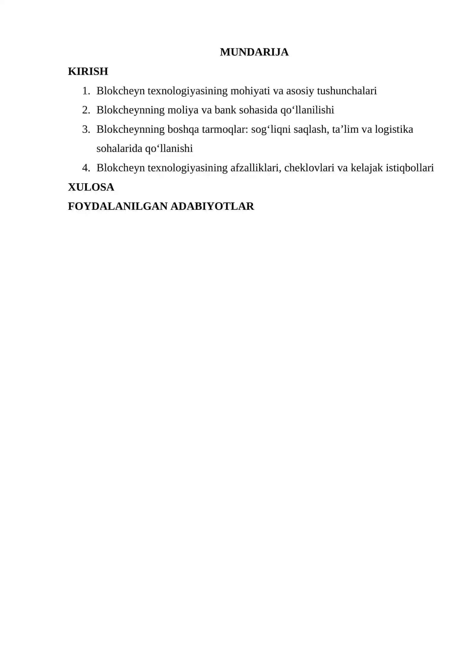BLOKCHEYN TEXNALOGIYASIDAN TURLI TARMOQ SOHALARIDA FOYDALANISH XUSUSIYATLARI 2