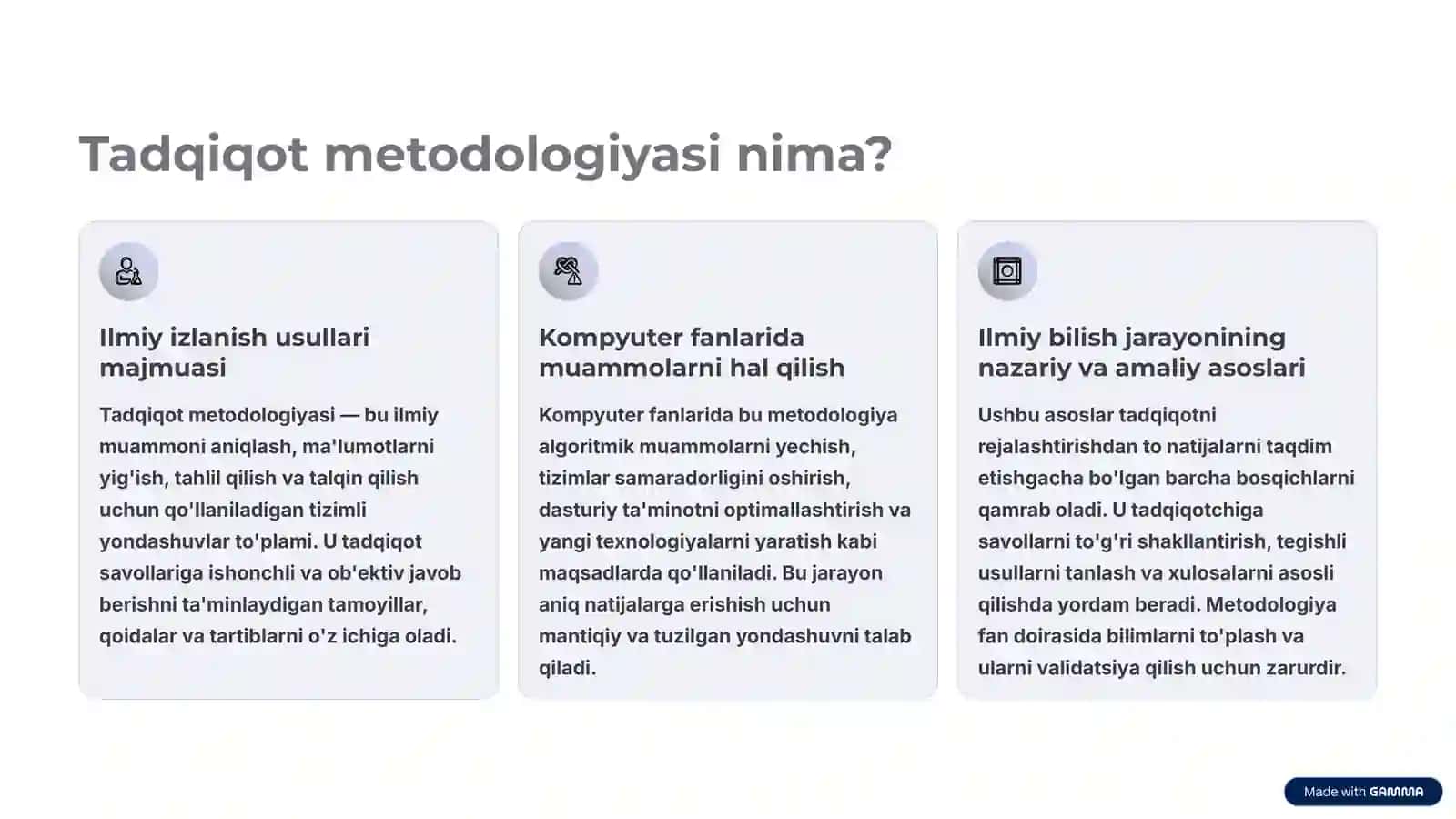 Kompyuter fanlari uchun tadqiqot metodlari 2