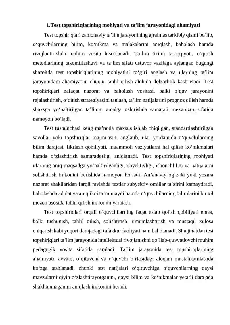 Test topshiriqlari 2