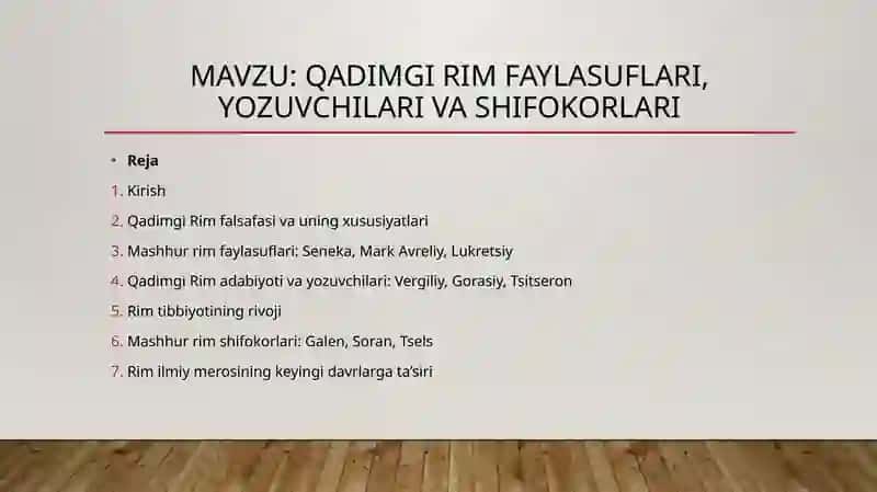 Qadimgi Rim faylasuflari, yozuvchilari va shifokorlari 2