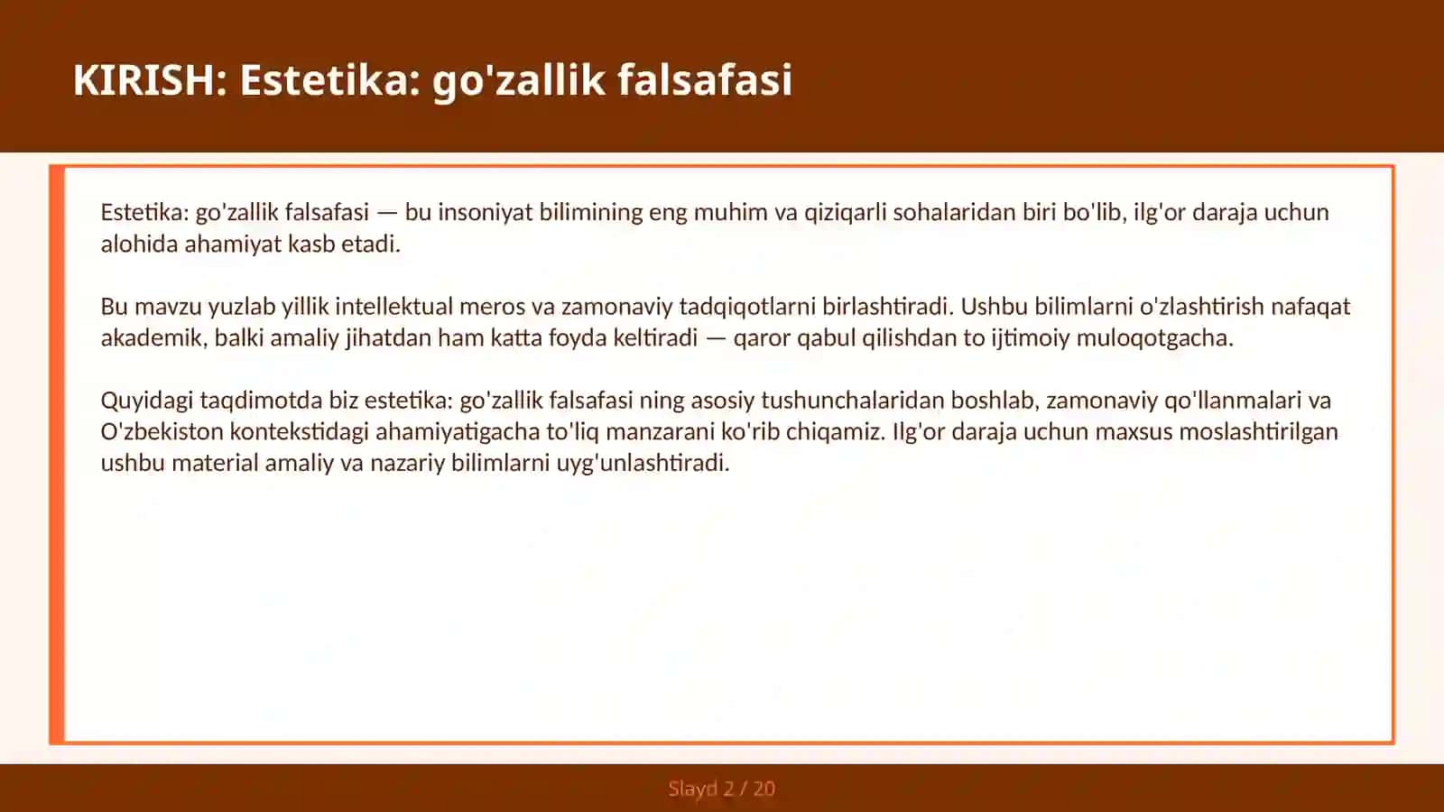 Estetika: Go'zallik Falsafasi 2