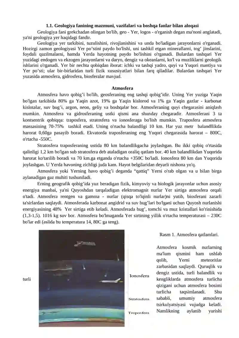 Geologiya fanining mazmuni, vazifalari va boshqa fanlar bilan aloqasi 2
