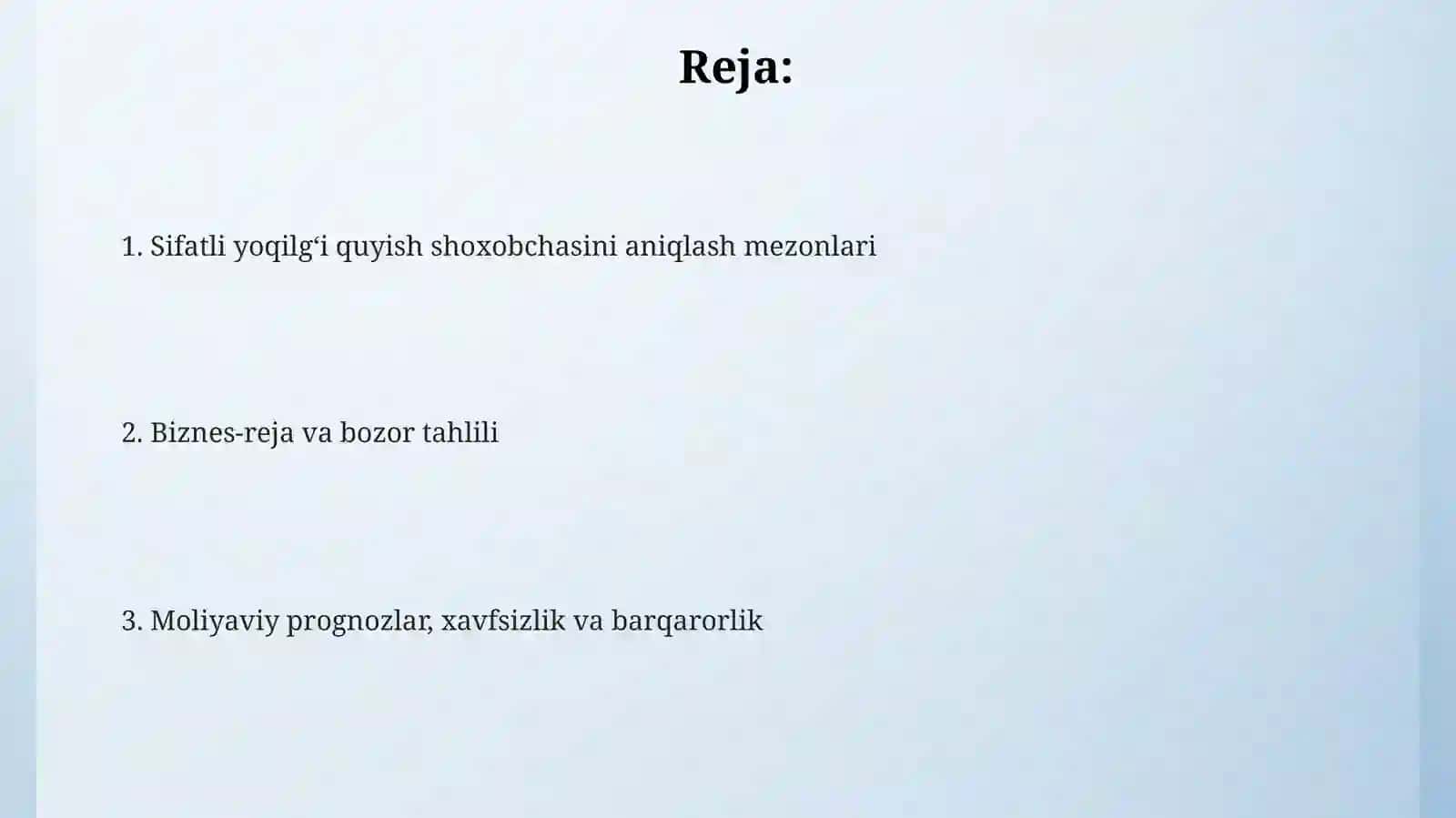 Biznesreja va bozor tahlili 2