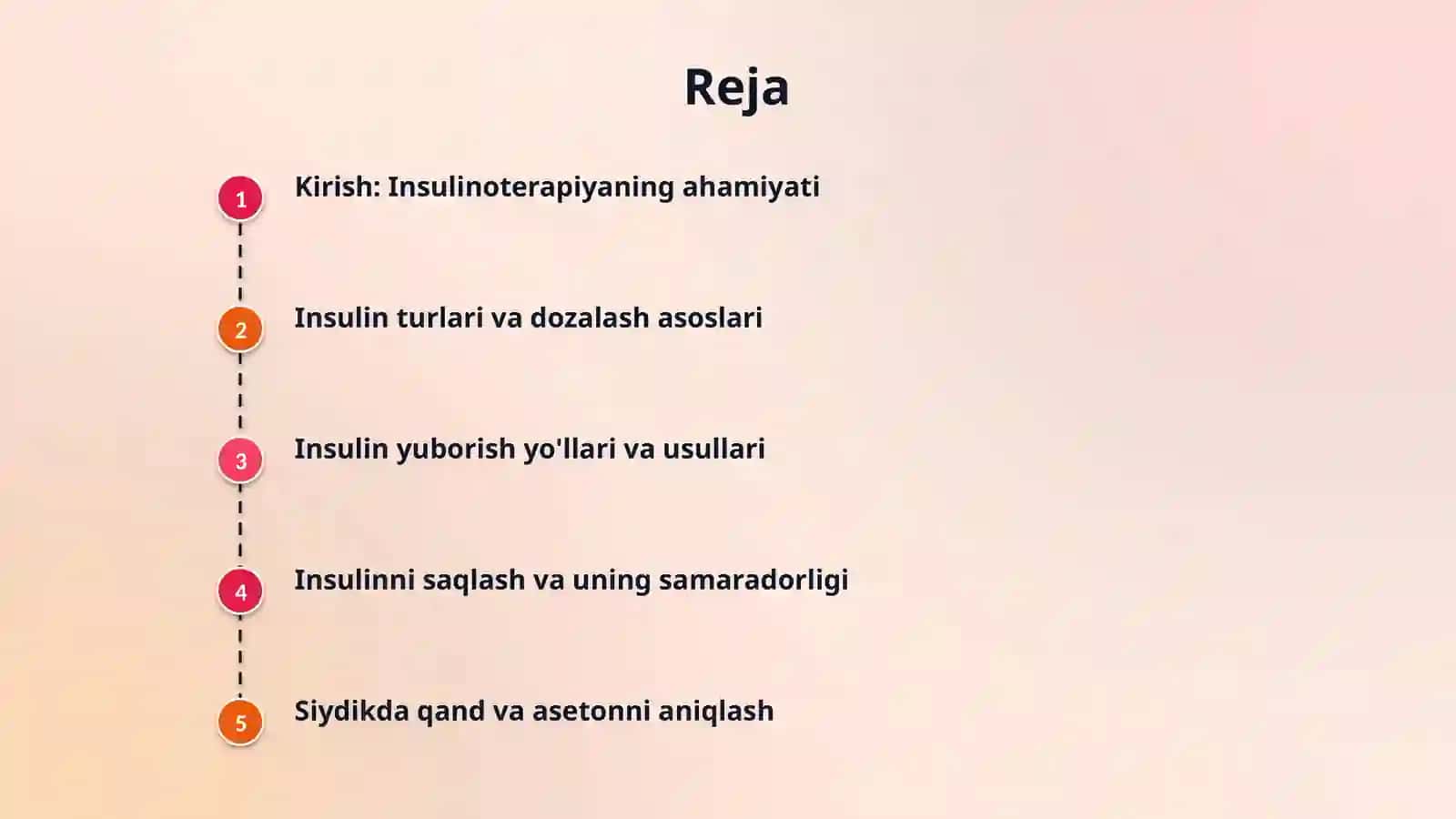 Insulinoterapiya, dozalash,  yuborish yo‘llari, saqlash qoidalari. Siydikda qand va asetonni aniqlash usullari. 2