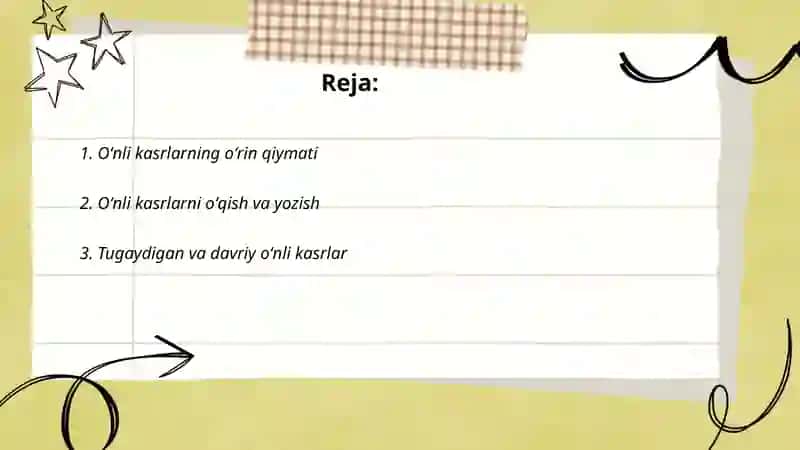 Oʻnli kasrlar 2