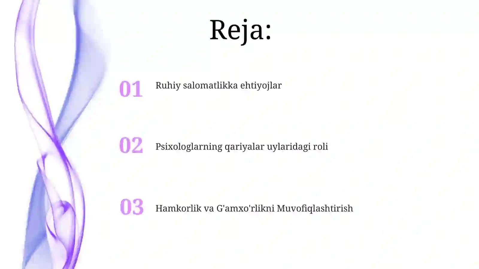 Ruhiy salomatlikka ehtiyojlar 2