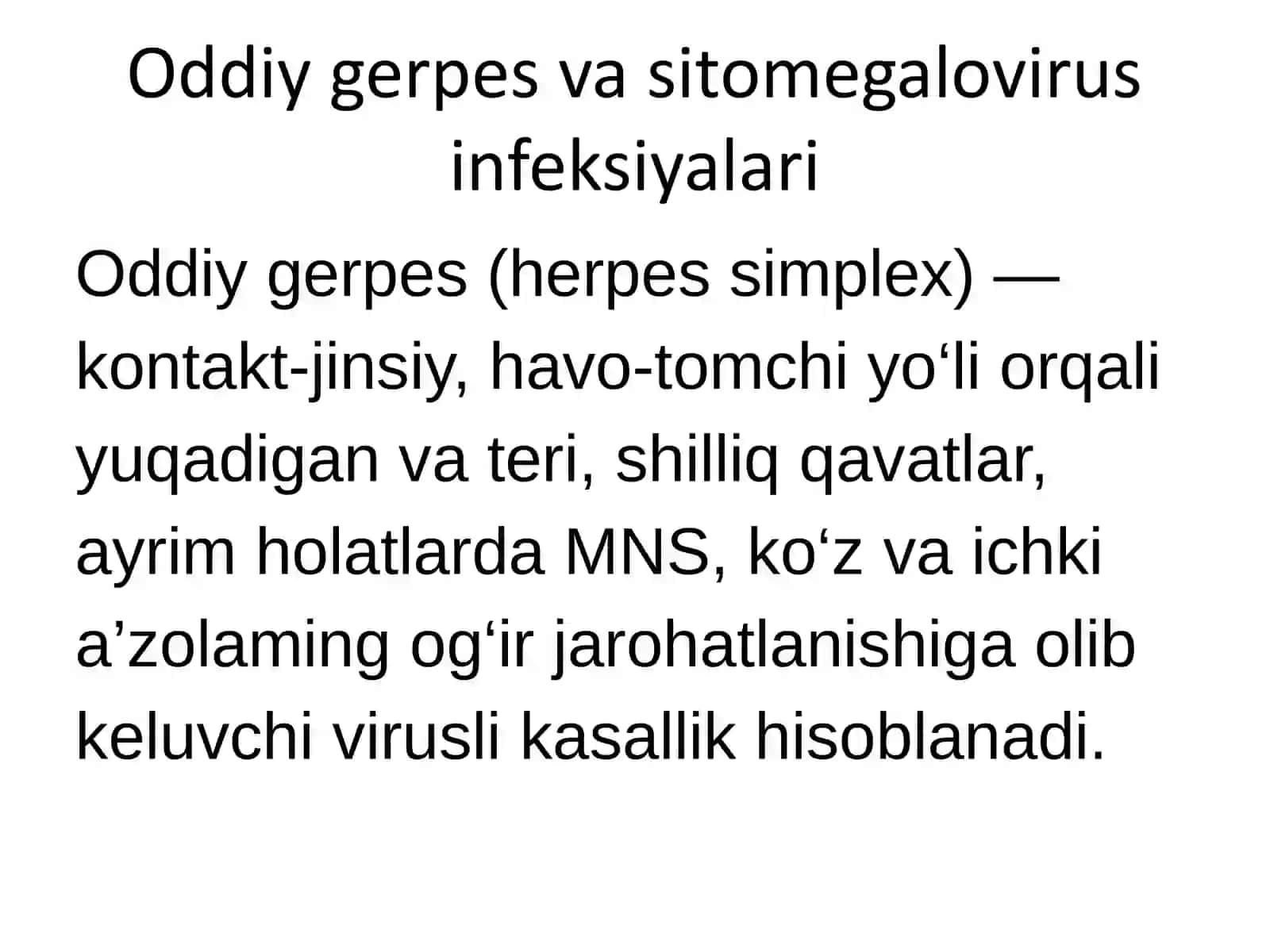 Oddiy gerpes va sitomegalovirus infeksiyalari 2
