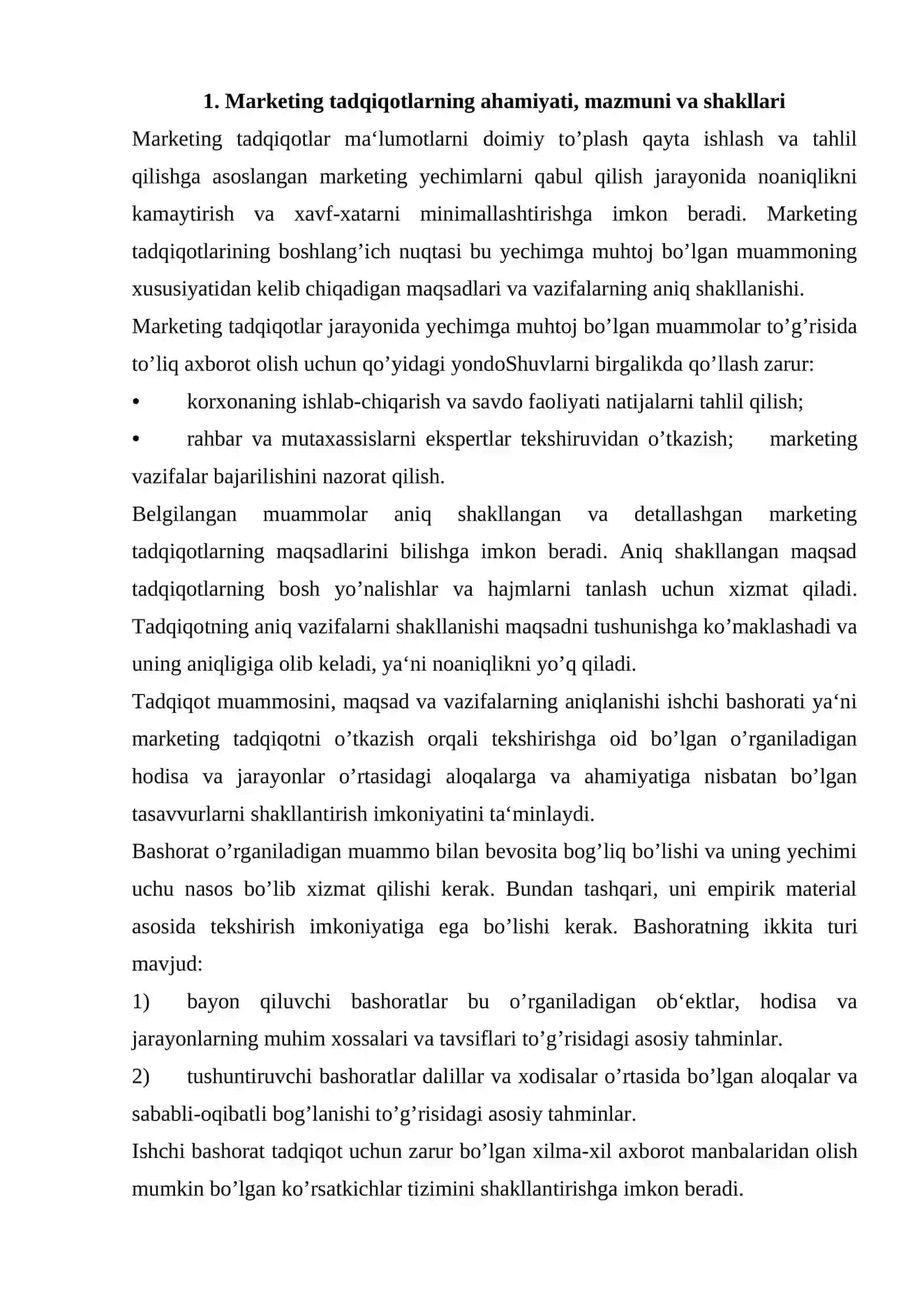 Turizm xizmatlar bozorining marketing tadqiqotlari 2