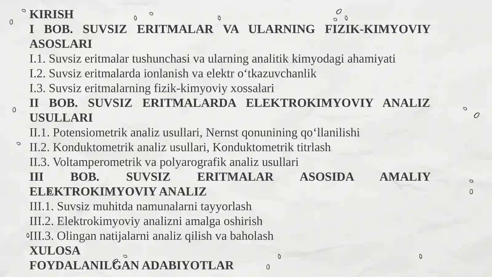 Suvsizeritmalarning elektirkimyoviy analiz usullari 2