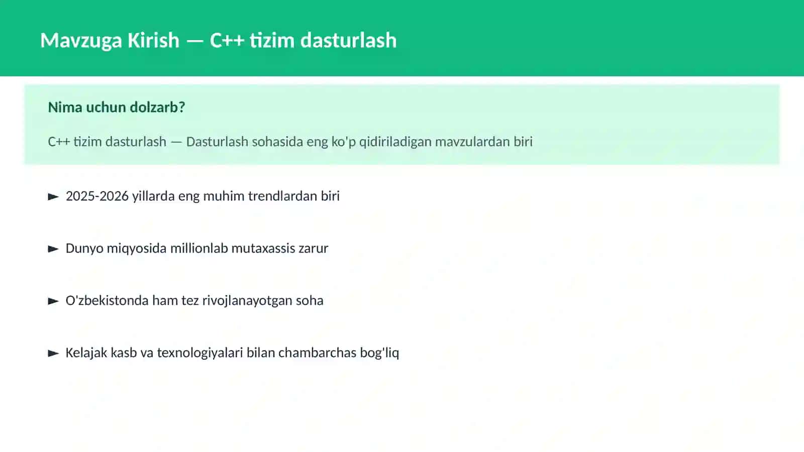 C++ VA TIZIM DASTURLASH 2