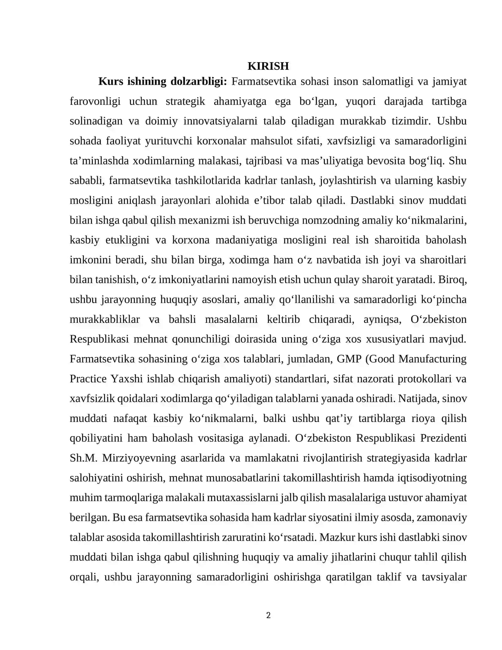 Dastlabki sinov muddati bilan ishga olish 2