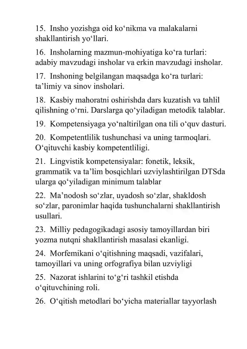 ona tili o'qitish metodikasi fanidan savollar 2