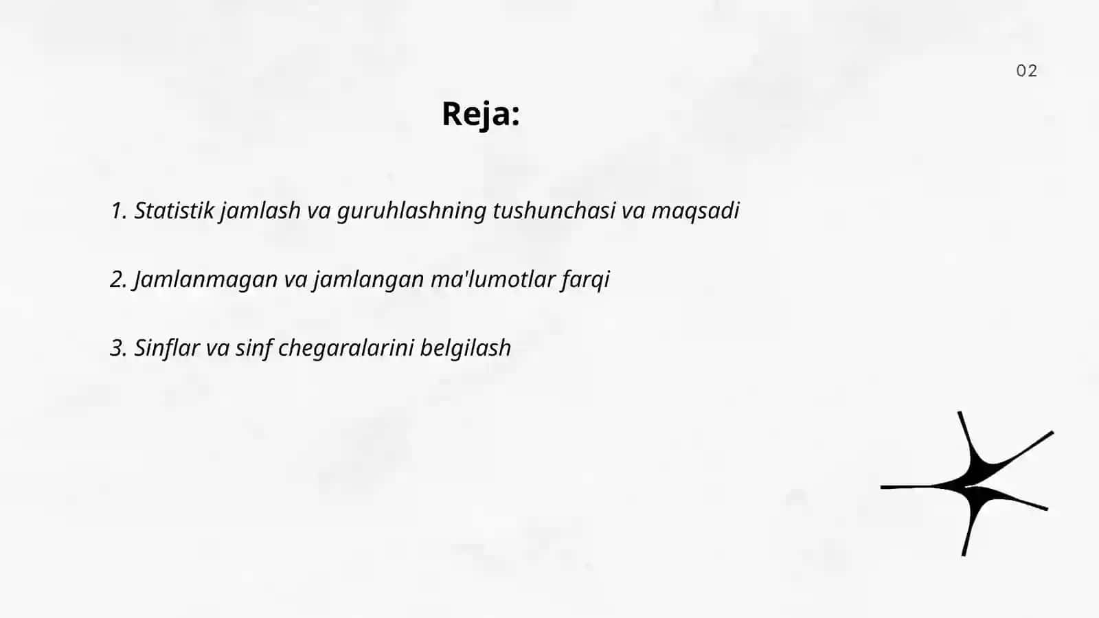 Statistik jamlash va guruhlash 2