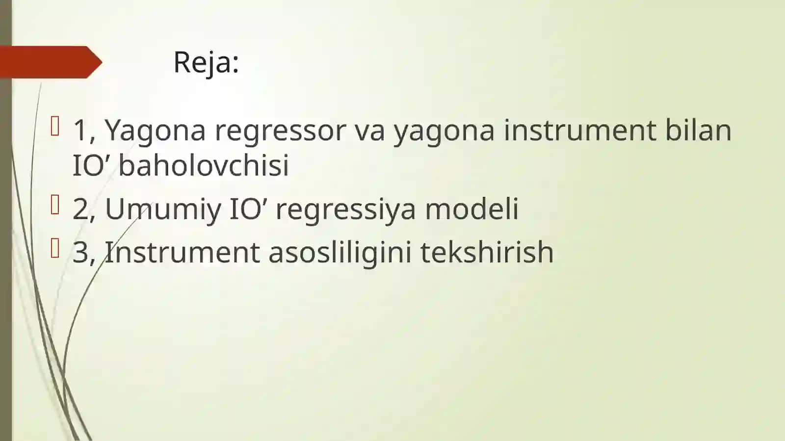 Instrumental o'zgaruvchilar bilan regressiya 2