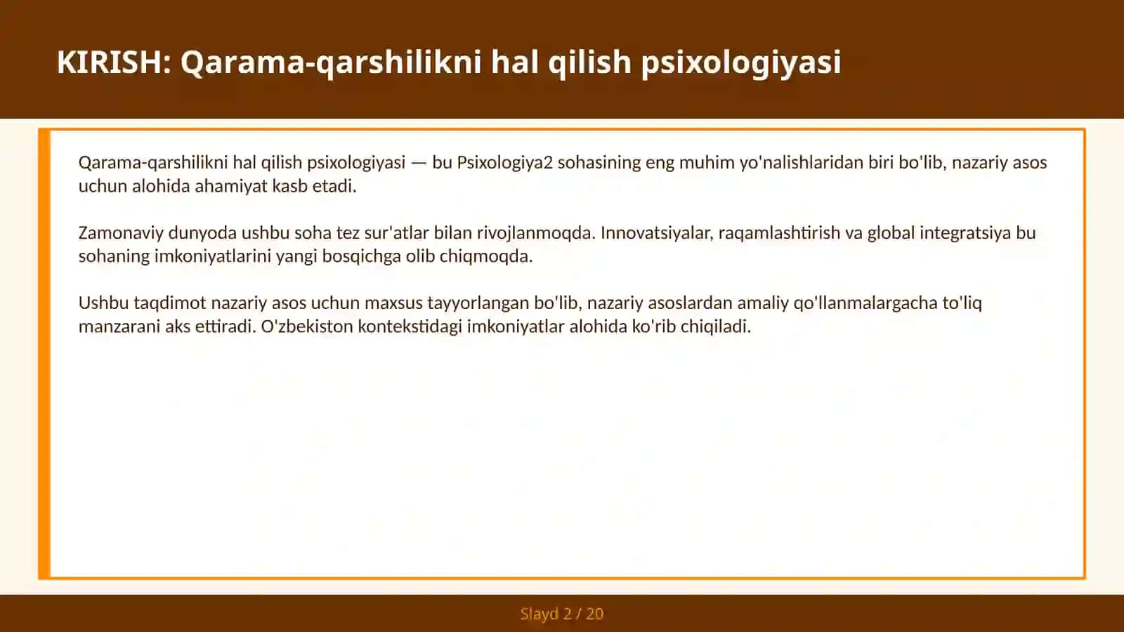 Qarama-qarshilikni hal qilish psixologiyasi 2
