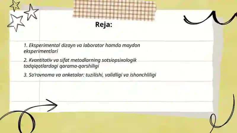 Sotsiol psixologiyada tadqiqot metodlari 2