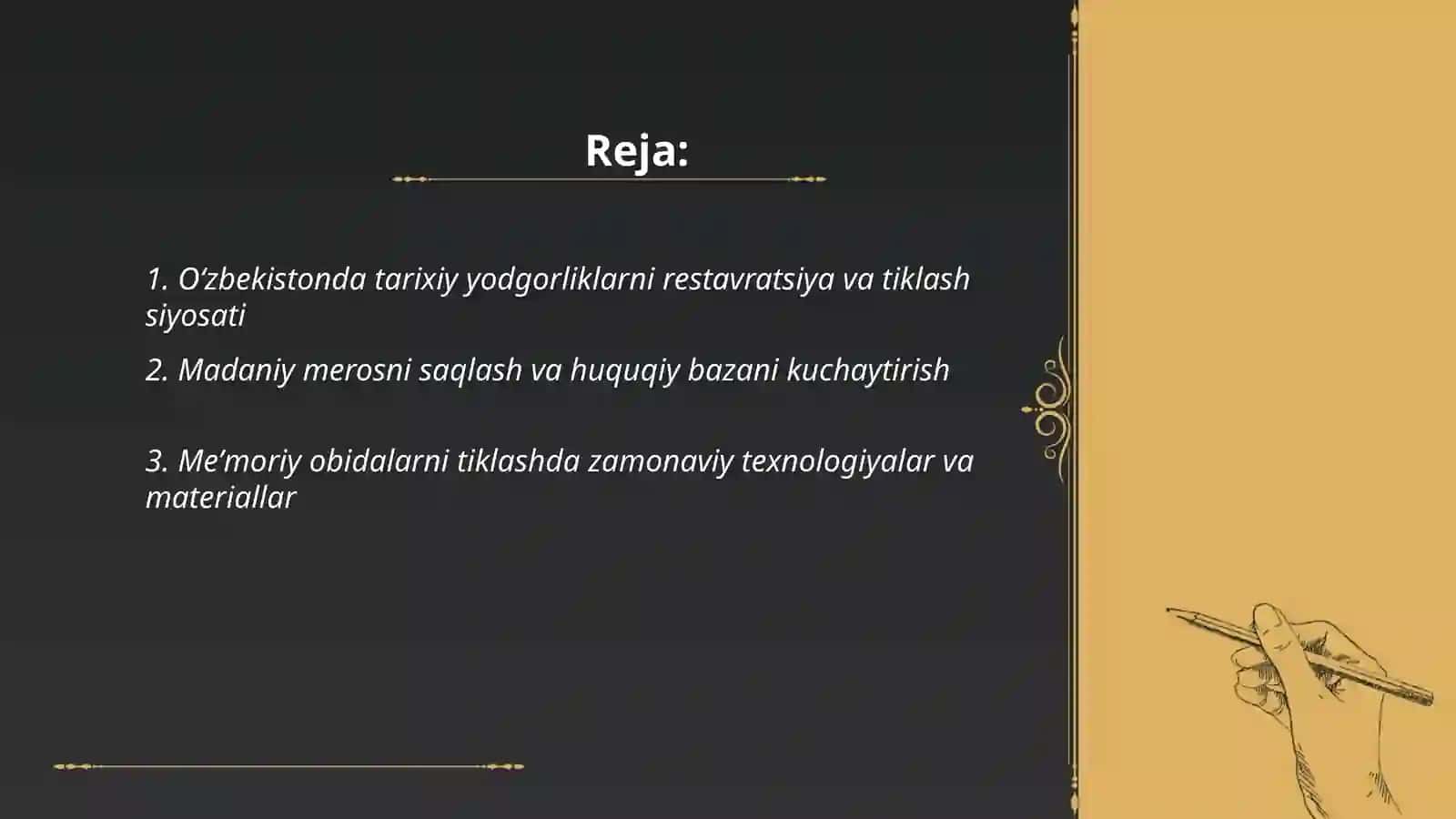 Oʻzbekistonda tarixiy yodgorliklarni restavratsiya va tiklash siyosati 2