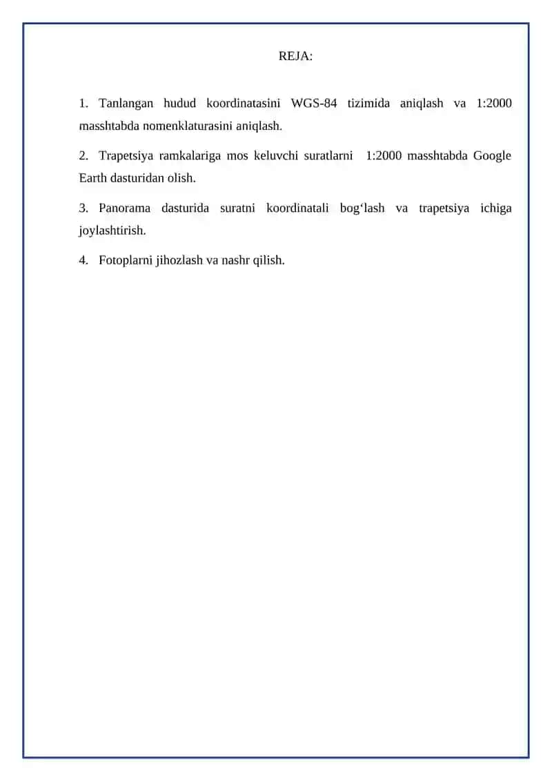 Nomenklatura asosida fotoplanni montaj qilish 2