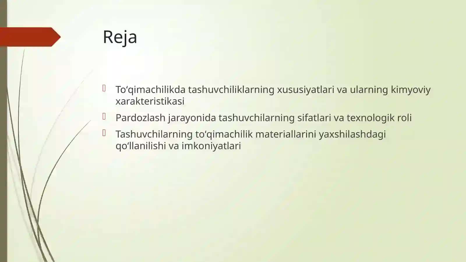 Tashuvchilarning xususiyati va toʻqimachilik materiallarini pardozlash jarayonida qoʻllanilishi 2