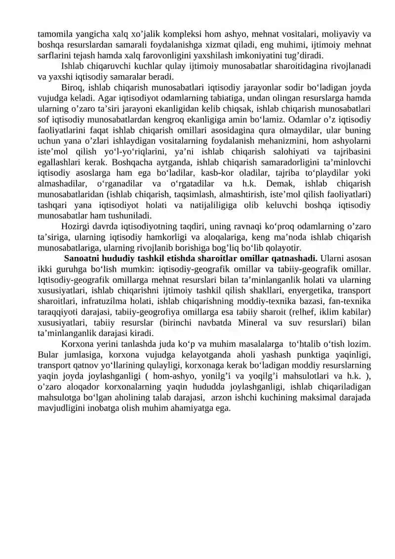 Korxona yerini tanlash 2