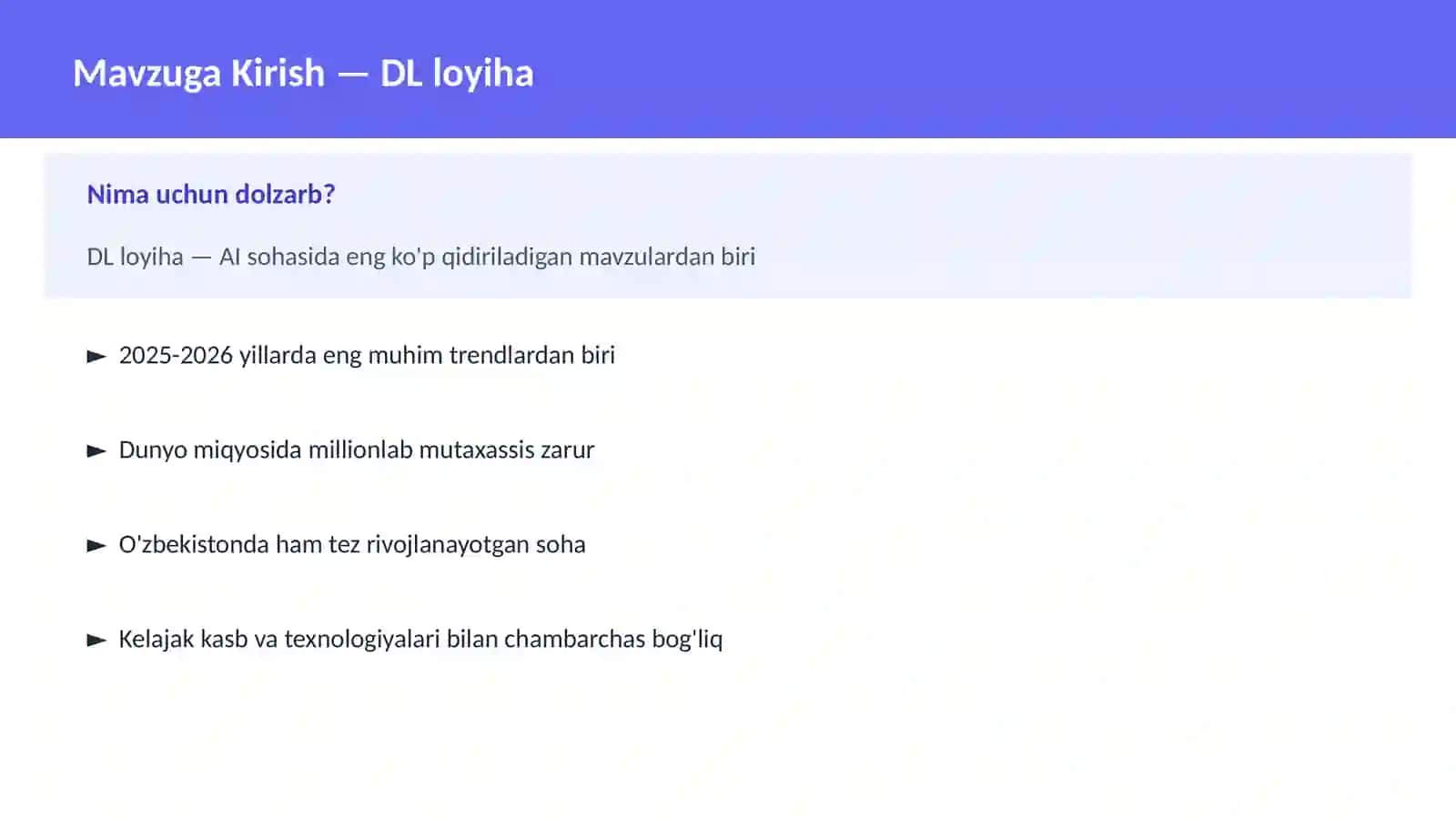 AI | DEEP LEARNING VA NEYRON TARMOQLAR 2