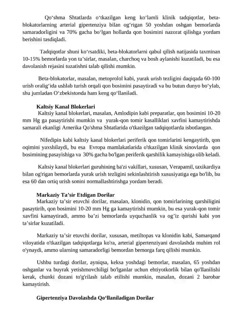 Arterial gipertenziya sindromida dori vositalarni qollanishi 2