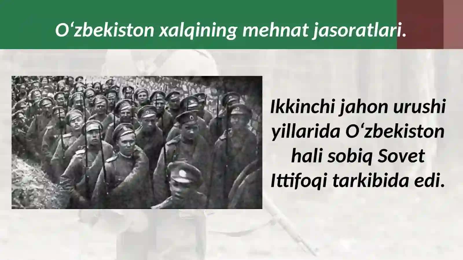 Ikkinchijahonurushidao’zbeklarningqo’shganhissasi 2