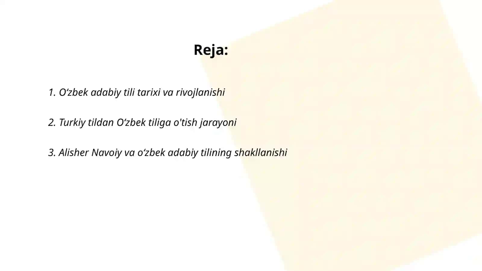 O‘zbek adabiy tiliining taraqqiyot bosqichlari va ilmiy takomili 2