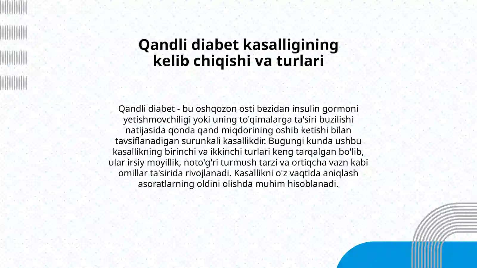Qandli diabet va buqoq kasalliklarining umumiy tavsifi 2