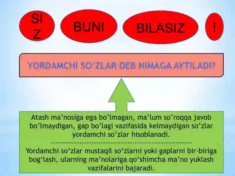 yordamchi so'zlar 2