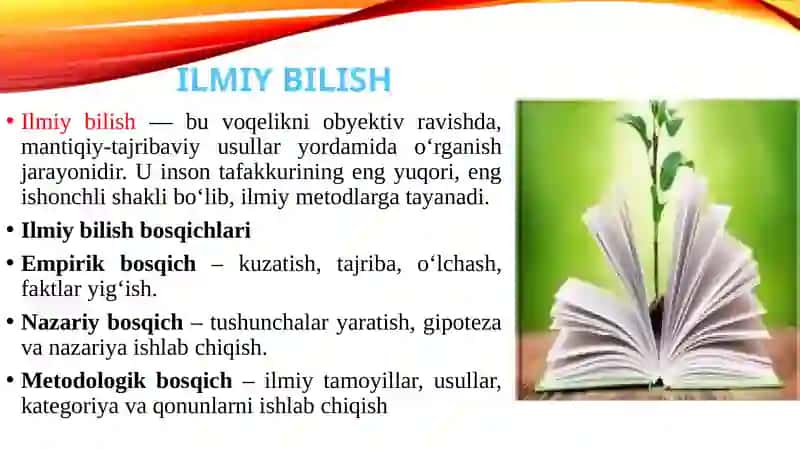 Ilmiy bilish, ilmiy izlanish va O'zbekistonda ilmiy va ilmiy-pedagogik kadrlar tayyorlash masalalari 2