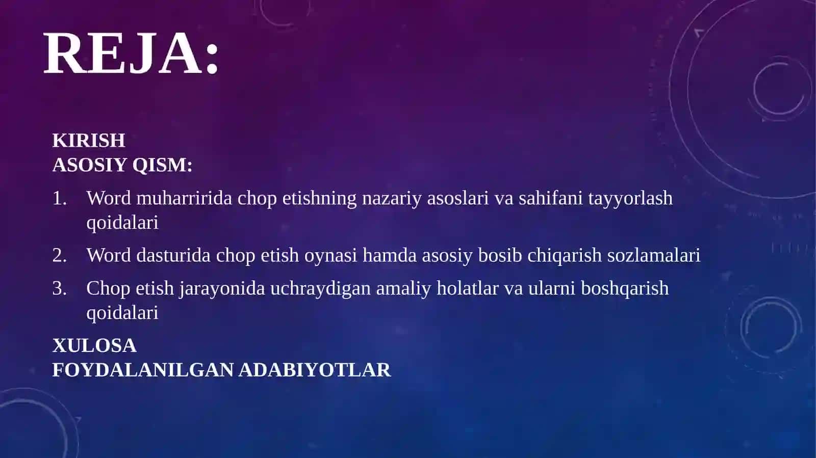 Worddagi chop etish qoidalari 2