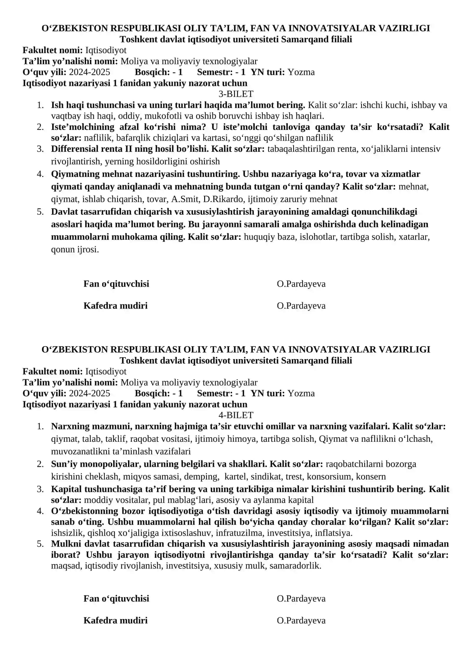 Iqtisodiyot nazariyasi 1 fanidan yakuniy nazorat uchun 1-BILET 2