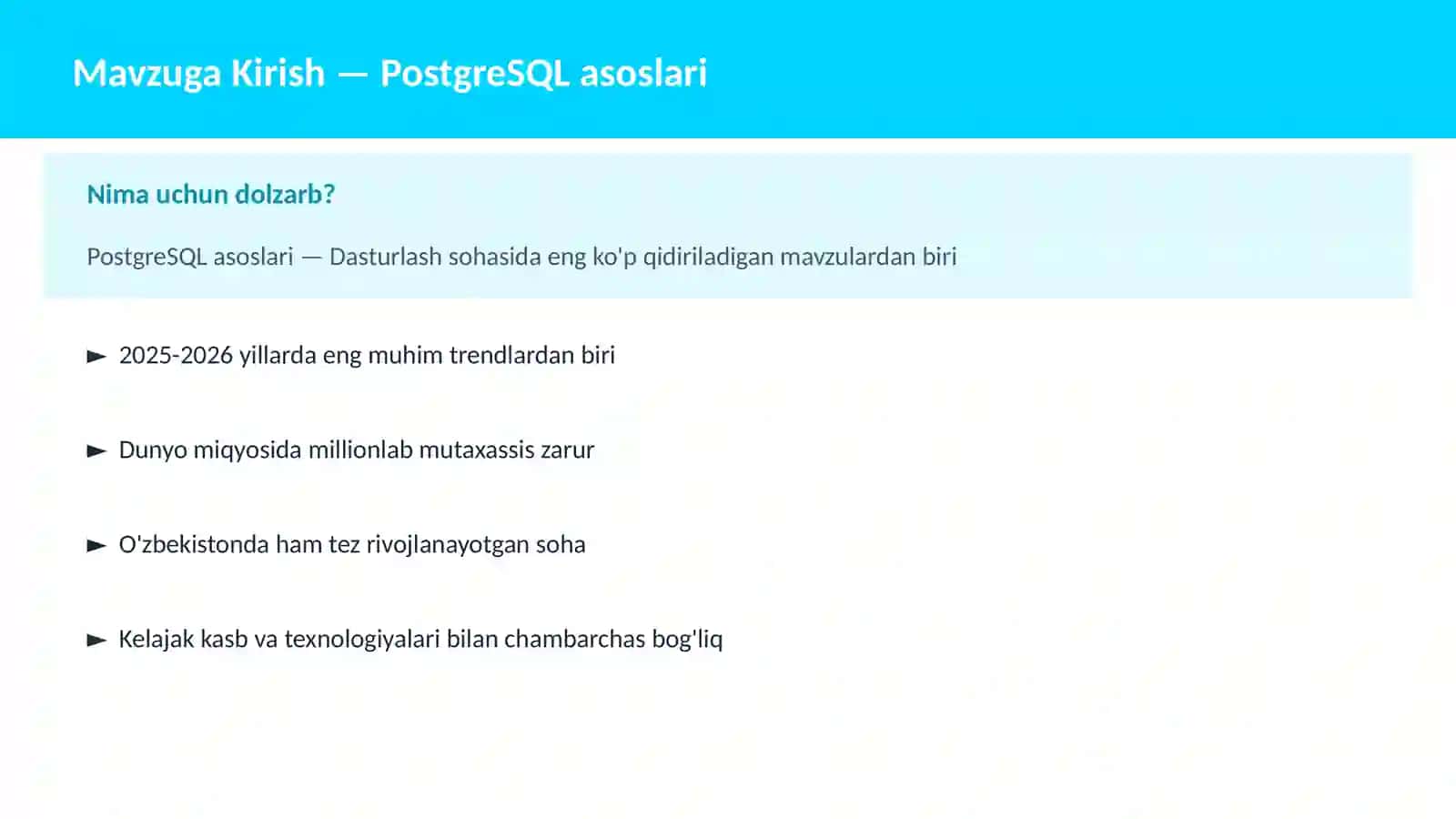 PostgreSQL asoslari 2