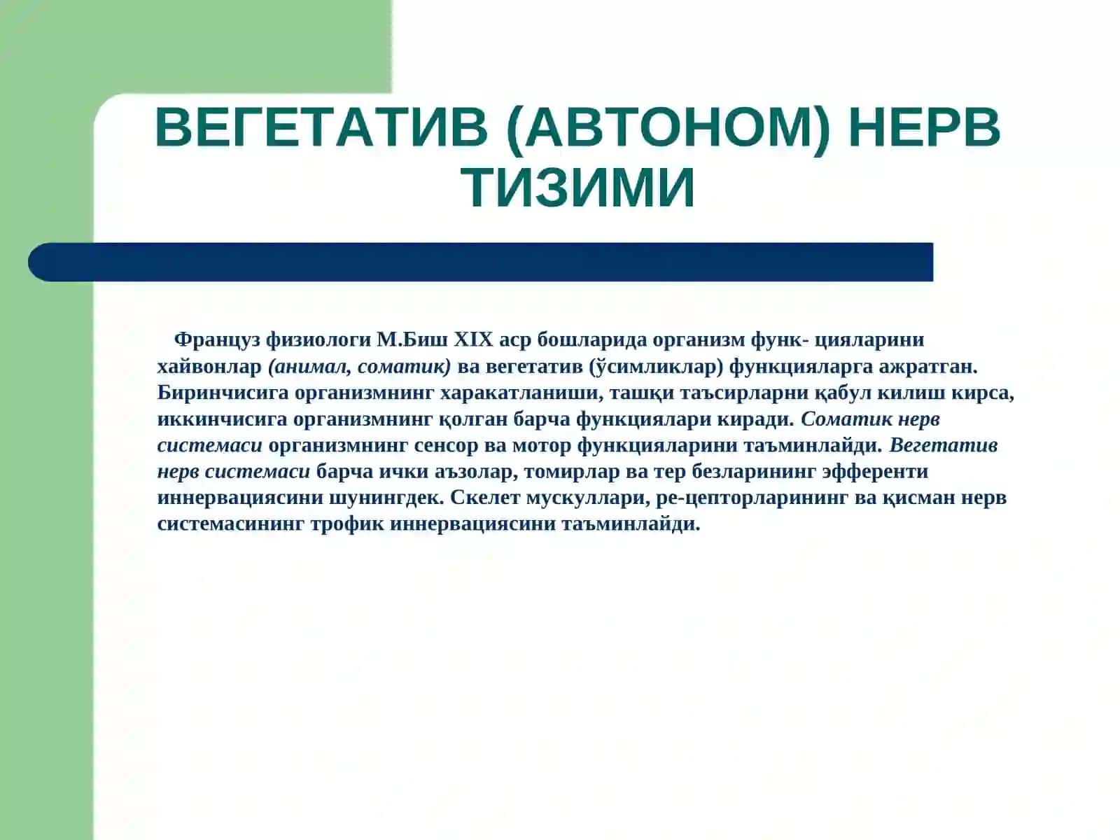 Вегетатив нерв тизими физиологияси 2