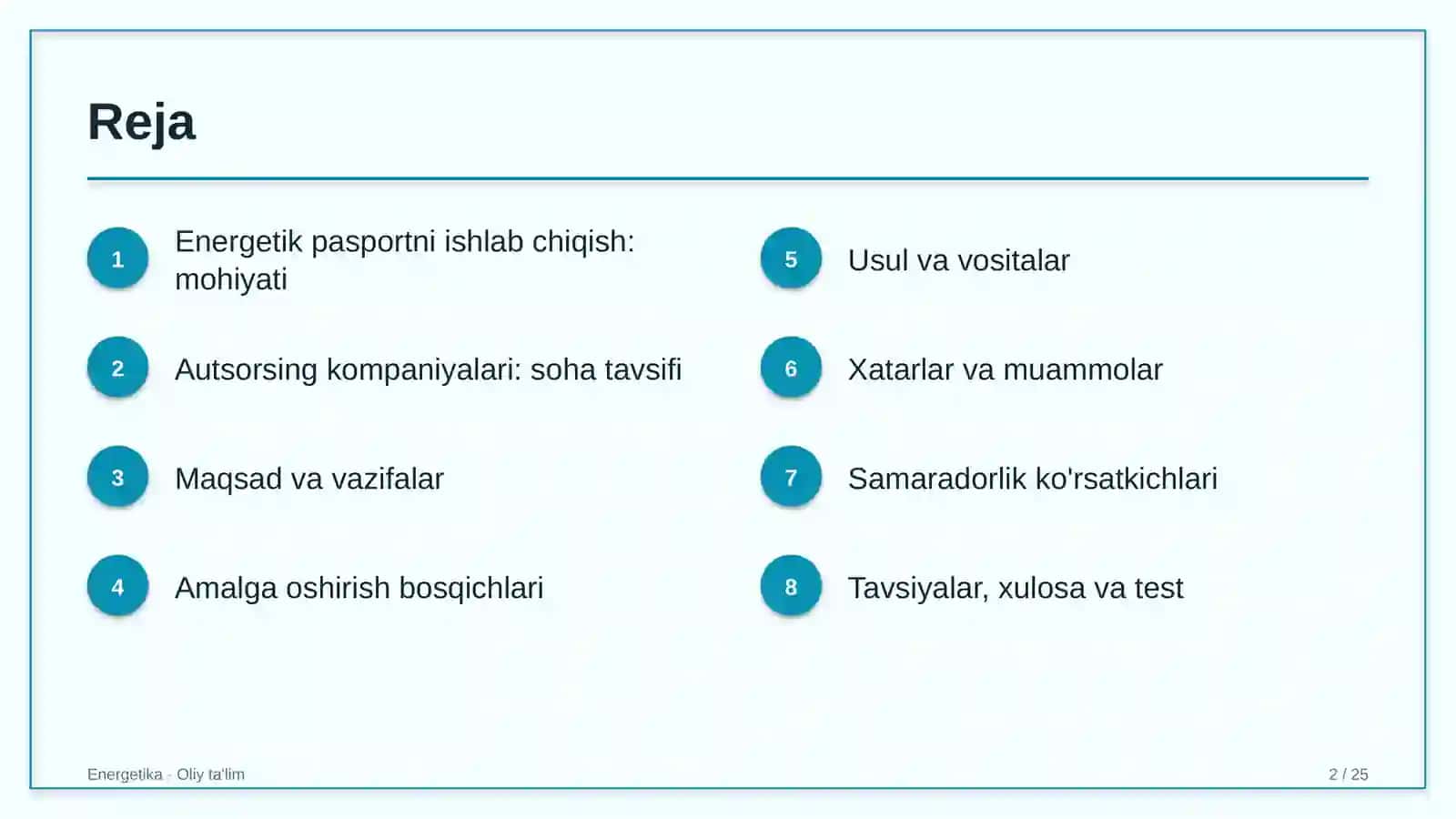 Autsorsing kompaniyalarida energetik pasportni ishlab chiqish 2