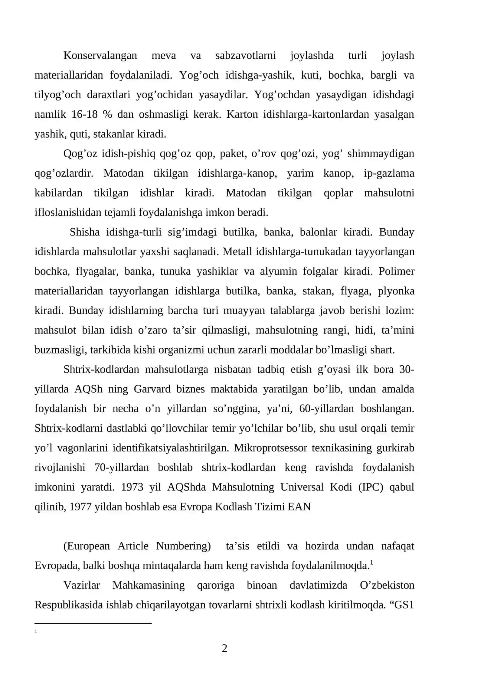 Oziq-ovqat mahsulotlari idishlari va unga qo’yiladigan standart talablari 2