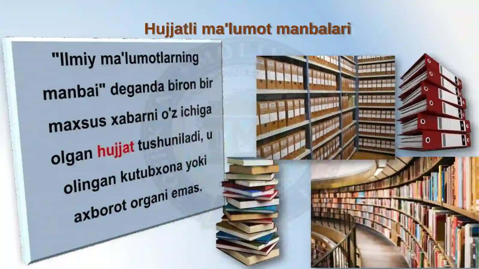 ILMIY TADQIQOT UCHUN AXBOROTLARNI  QIDIRISHNING ASOSIY METODLARI 2