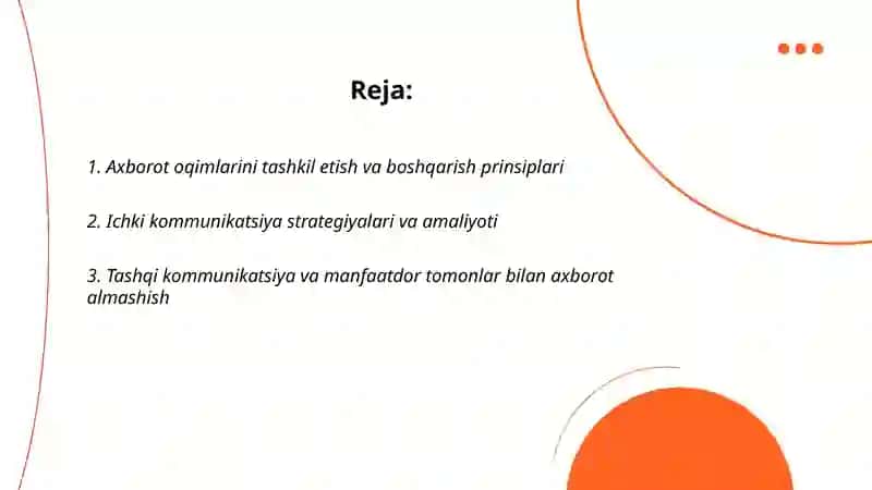 Boshqaruvda axborot oqimlarini boshqarish va samarali komunikatsiya sifati. 2