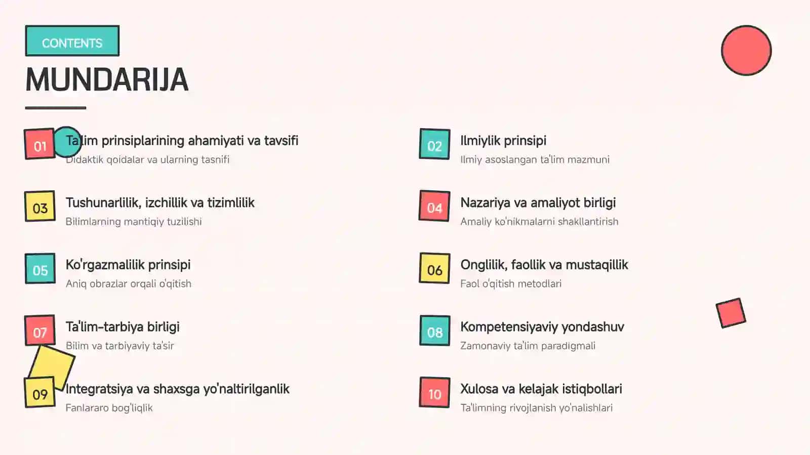 O'QUV REJALI TA'LIMNING ASOSIY PRINSIPLARI 2