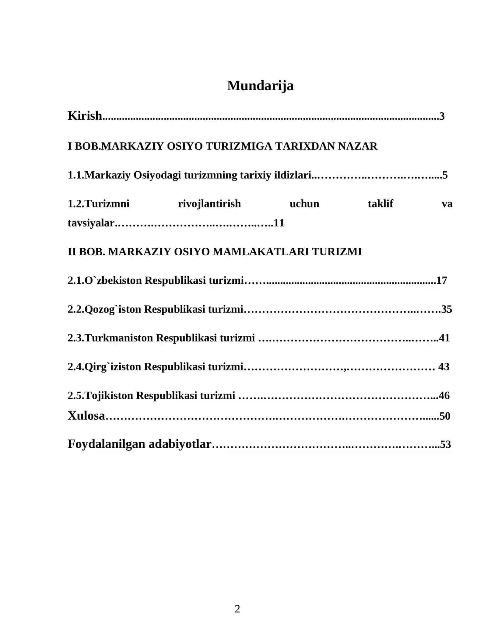 Markaziy Osiya turizmi imkoniyatlarini taqiq qilish 2