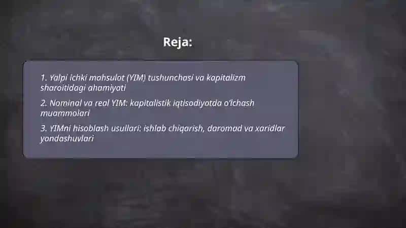 Yalpi ichki mahsulot va kapitalizm 2