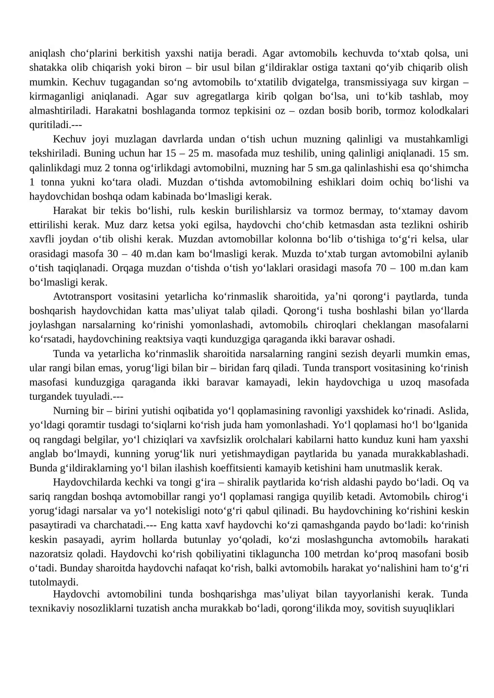 Murakkab yo'l sharoitlarida avtotransport vositasini boshqarish 2