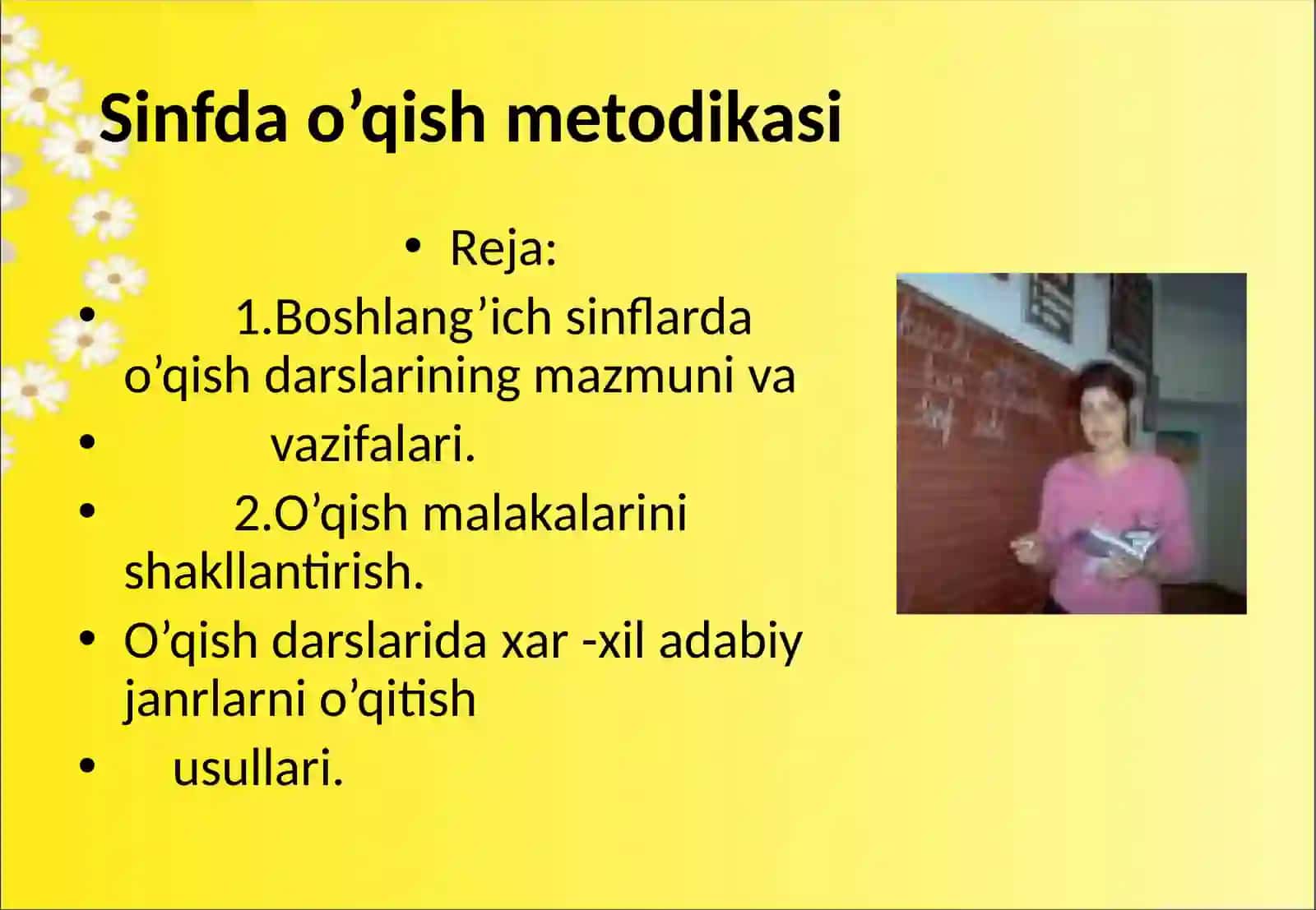 Sinfda o’qish darslari 2