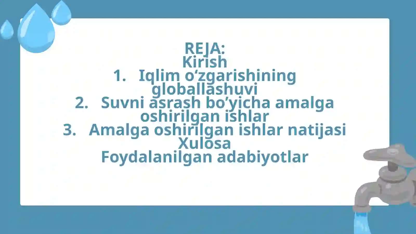 SUV RESURSLARI VA ULARNI MUHOFAZA QILISH 2