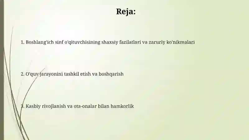 Boshlangʻich sinf oʻqituvchisi shaxsi va unga qoʻyiladigan talablar 2
