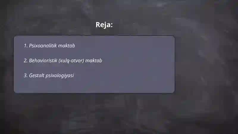 PSIXOLOGIK MAKTABLAR 2