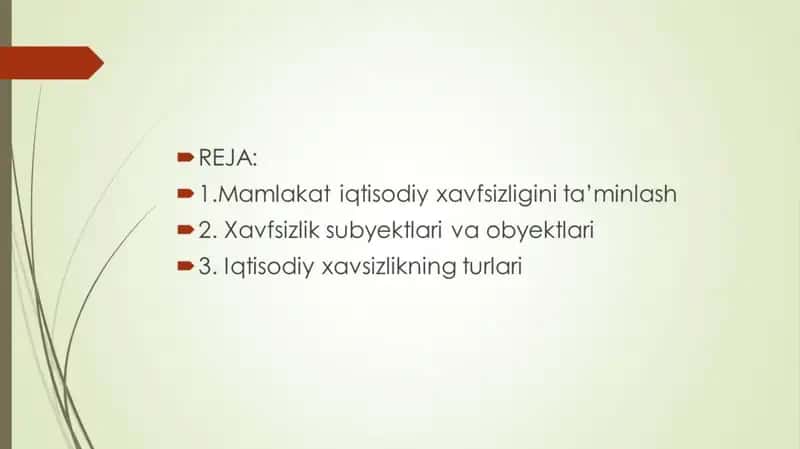Iqtisodiy xavfsizlik va iqtisodiyotni davlat tomonidan tartibga solish. 2