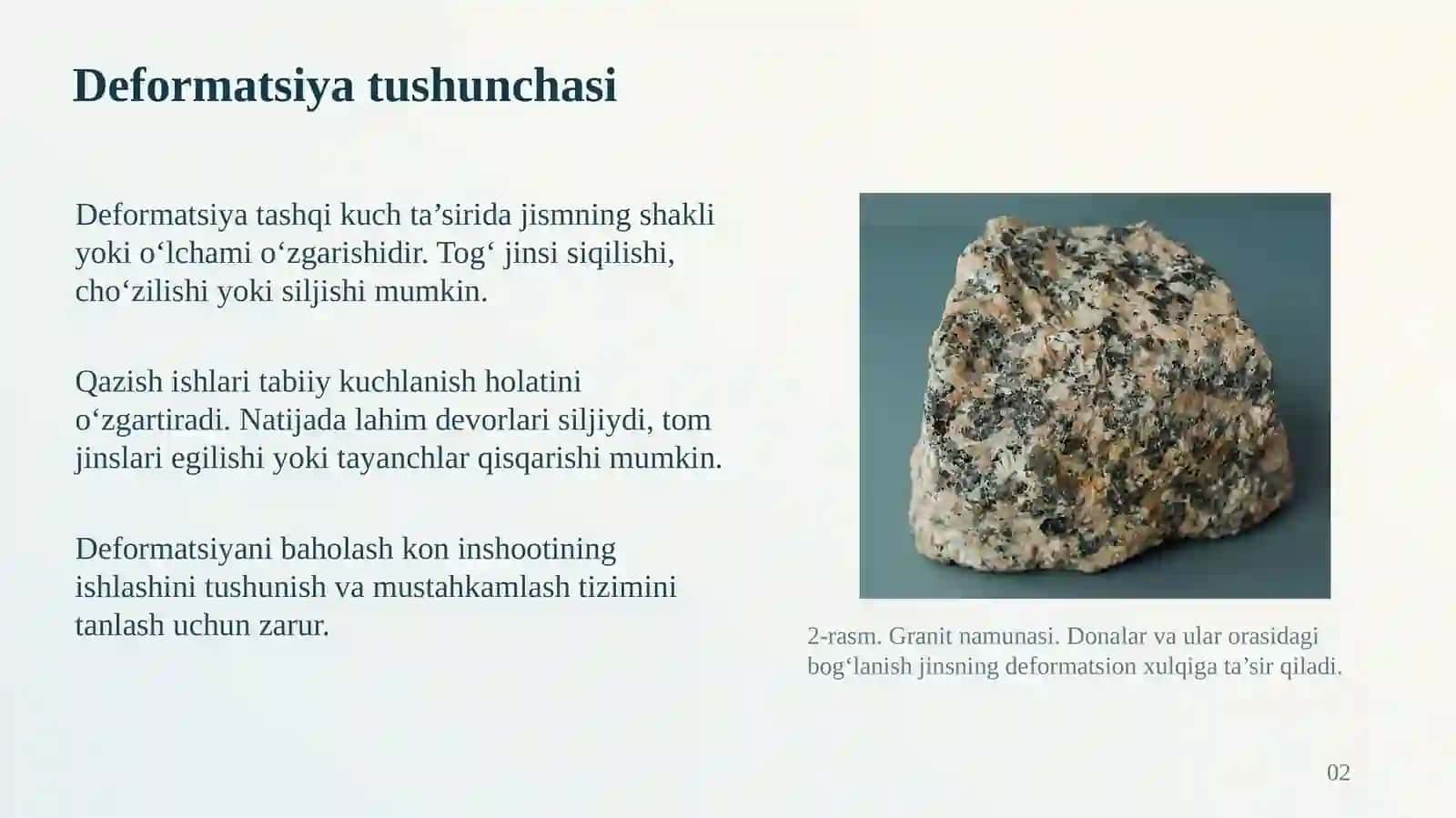 Tog‘ jinslarining deformatsiyalanishi va elastiklik xususiyatlari 2