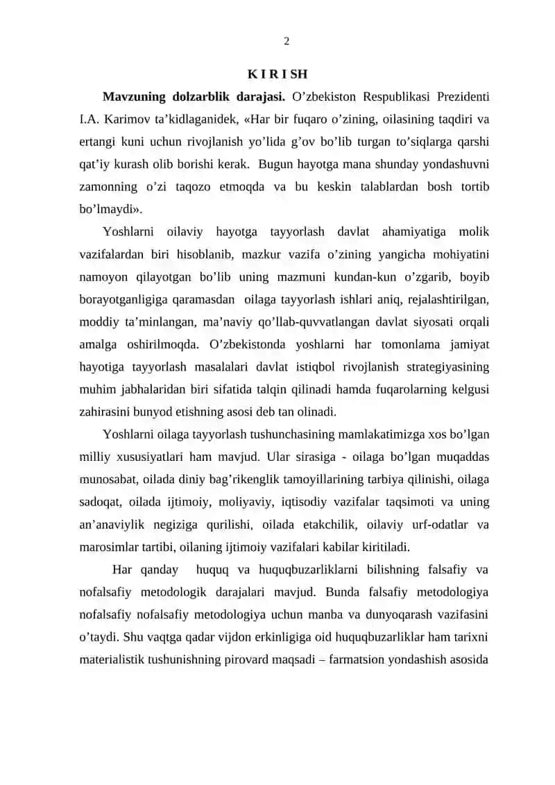 Yoshlar o’rtasida vijdon erkinligiga oid huquq buzarliklarni oldini olishda oilaning o’rni 2